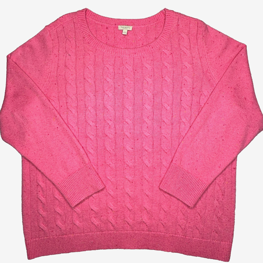 Talbots Pink Cable Knit Crewneck Sweater